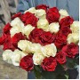 Букет 35 роз красных и белых